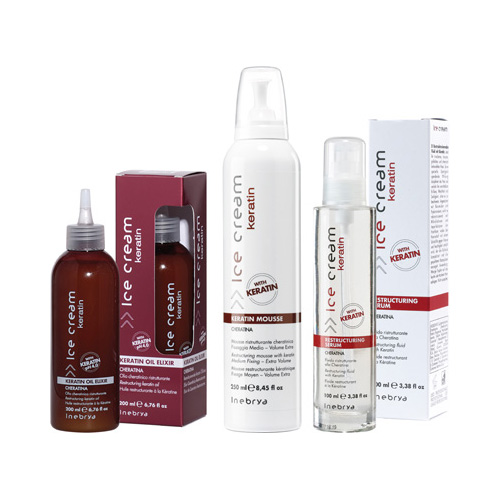 GLASS KERATIN - mousse, serum, olja elixir - INEBRYA